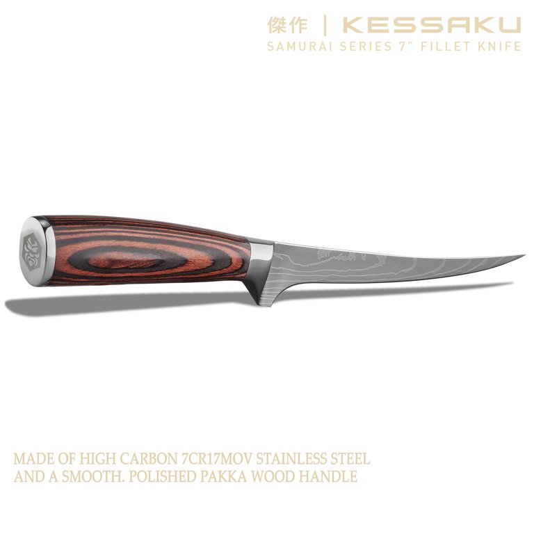 Kessaku Fillet Knife and Leather Sheath with Belt Loop - 7 inch