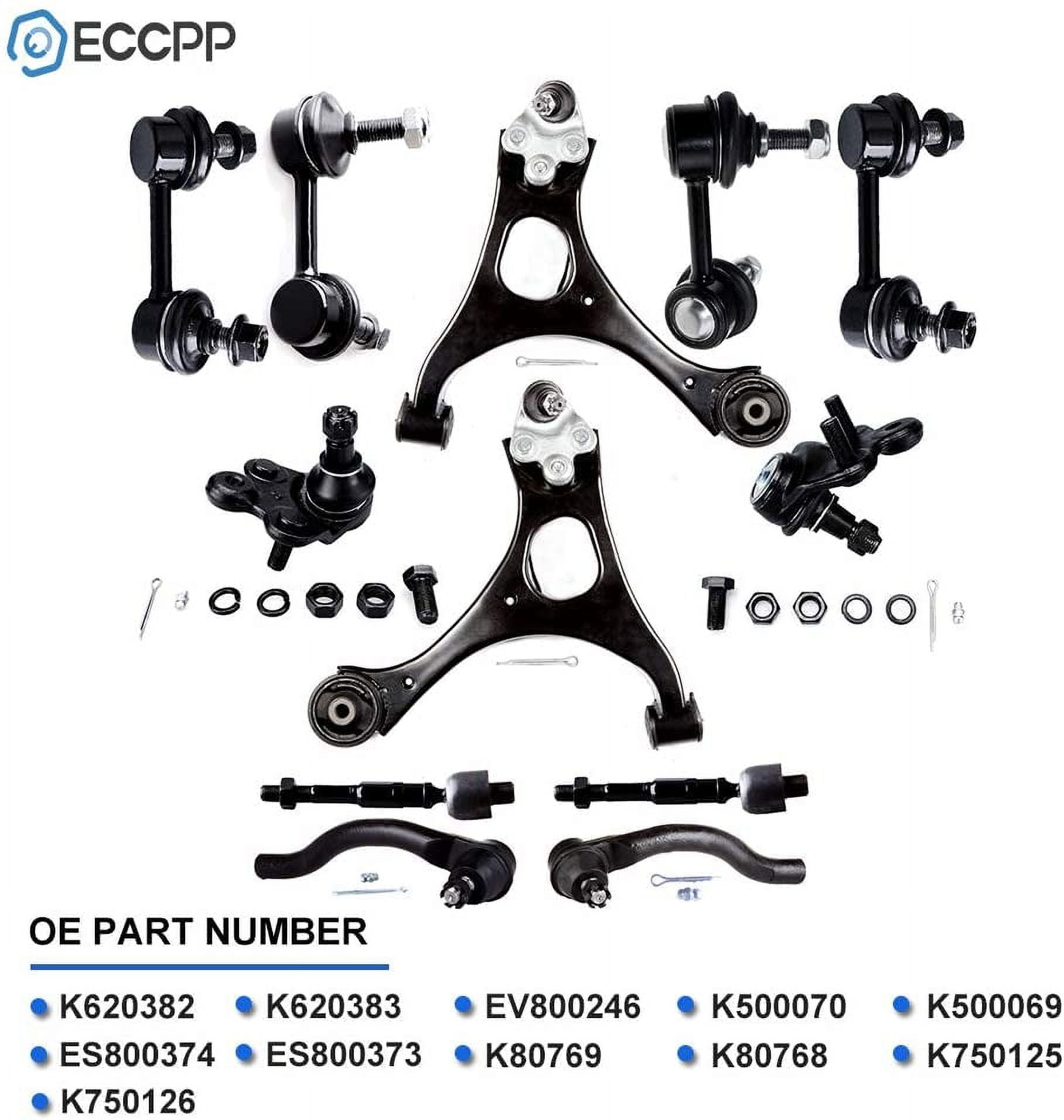 ECCPP Control Arm Kit 2006-2011 for Honda Civic - Upper Control Arms Inner Tie Rod Ends Lower Ball Joints Outer Tie Rod Ends Front Rear Sway Bar End Links