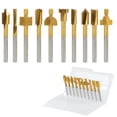 thumbnail image 1 of 10 brocas de grabado de carburo para enrutador, juego de brocas de grabado de carburo de vástago de 1/8 "(3 mm) para tallar, taladrar, trabajar la madera y recortar, 1 of 5