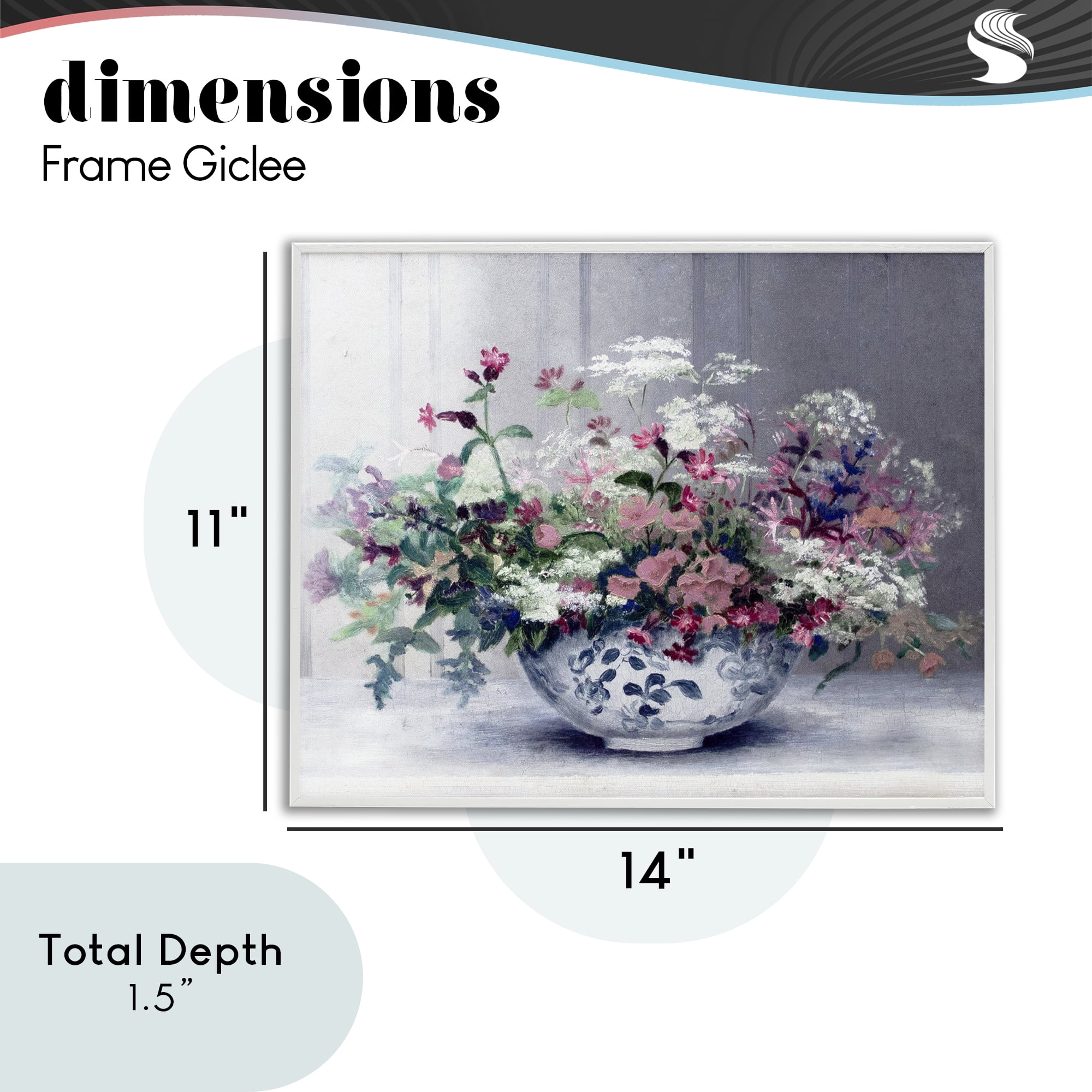 Painterly Elegant Blooms Vase White Framed Giclee Art, design by Lettered and Lined