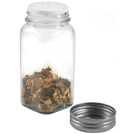 Ceramic Spice Box - RSVP Spice Jar Glass Bottle Container Square Clear Brushed Stainless Steel Lid