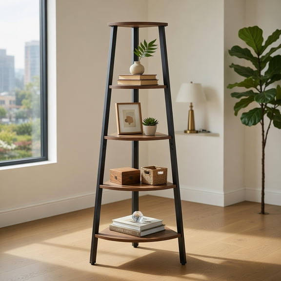 Resenkos Versatile Shelving Unit Bookcase,Bookcases,Bookshelves Corner Shelf,4-Tier Industrial Corner Ladder Shelf Display Rack for Home Office