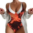 thumbnail image 1 of Cathalem Swimming Suit Mock Neck Zipper Short Sleeve Bathing Suit,Brown XXL, 1 of 3
