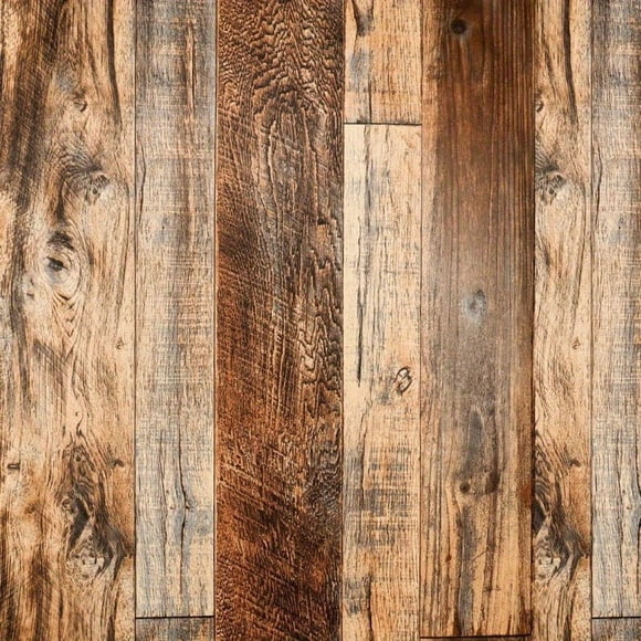 AMERTEER Wood Contact Paper Kitchen Peel and Stick Wallpaper Self Adhesive Removable Wallpaper Countertops Waterproof Shiplap Wall Paper Wood Vinyl Wrap for Cabinets Rustic Brown 17.5 X 1