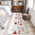 thumbnail image 5 of Red Flower Runner Rug 2x6 Washable Kitchen Rug Non-Slip Lightweight Thin Soft Low Pile Bathroom Runner Botanical Blue Plant Pink Garden Poppy Floral Carpet for Hallway Laundry Room Bedroom Entryway, 5 of 9