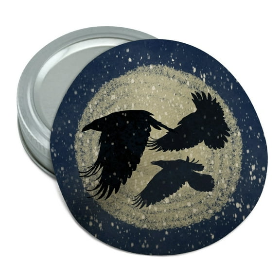 Ravens Flying Through Snow Round Rubber Non-Slip Jar Gripper Lid Opener