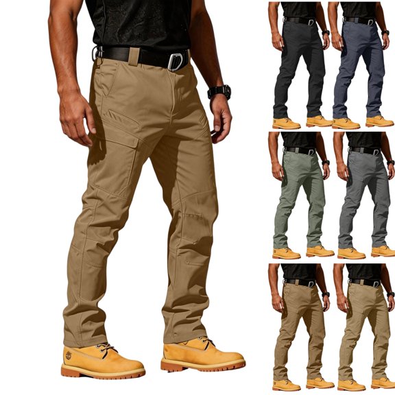 LTTVQM Men's Cargo Pants Ripstop Water Resistant Lightweight Breathable Comfy Hiking Outdoor Work Pants with Pockets Brown XL