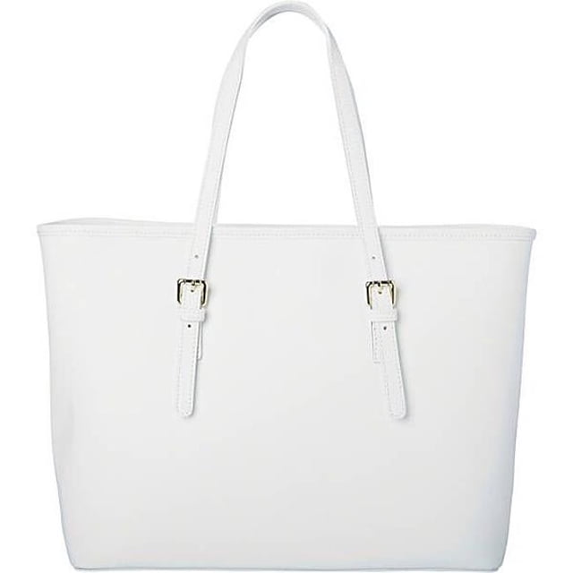 Classic Italian Leather Handbag Tote, White