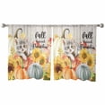 thumbnail image 7 of Sheer Curtains 45 inches Long, Cute Cat with Pumpkin Sunflower Wood Grain Background Light Filtering Sheer Window Curtains Rod Pocket Voile Drapes for Bedroom Living Room, 52"W x 45"L 2 Panels, 7 of 7