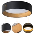 thumbnail image 2 of C Cattleya 16 in. Black and Wood Finish Dimmable 3000K 4000K 5000K LED Flush Mount Ceiling Light, 2 of 5
