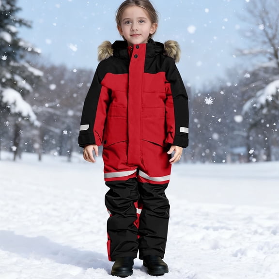 ATOGUTA Ski Suits for Kids Girls Boys Winter Snowboard Suit Girls Waterproof Ski Coat Size 1T-15, Wine