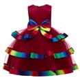 thumbnail image 1 of B91xZ Robes de Princesse pour Filles Été Sans Manches Tunique Basique, Vin 3-4 Ans, 1 of 5