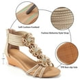 thumbnail image 4 of Ecetana Wedge Sandals for Women Floral Embellished Open-Toe Dressy Sandals with Zipper Summer Heeled Sandals, 4 of 6