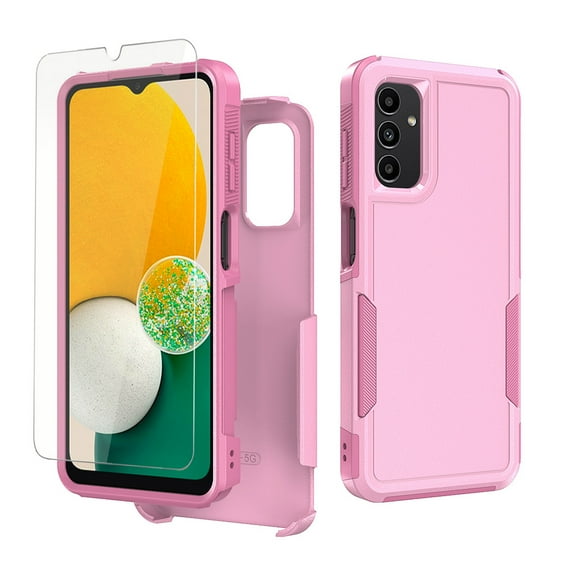TASHHAR Samsung Galaxy A04S Case/A13 5G Case with Screen Protector Military Grade Double Layer Drop Resistant Durable for Galaxy A04S/A13 5G Phone - Pink