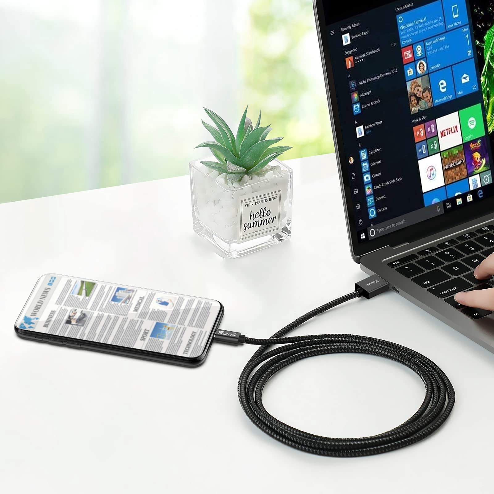 Long Micro USB Cable Android Charger 20ft Compatible with PS4 Charger Cable - High Speed 2.0 USB A Male to Micro USB Nylon Braided Cable for Android Phone