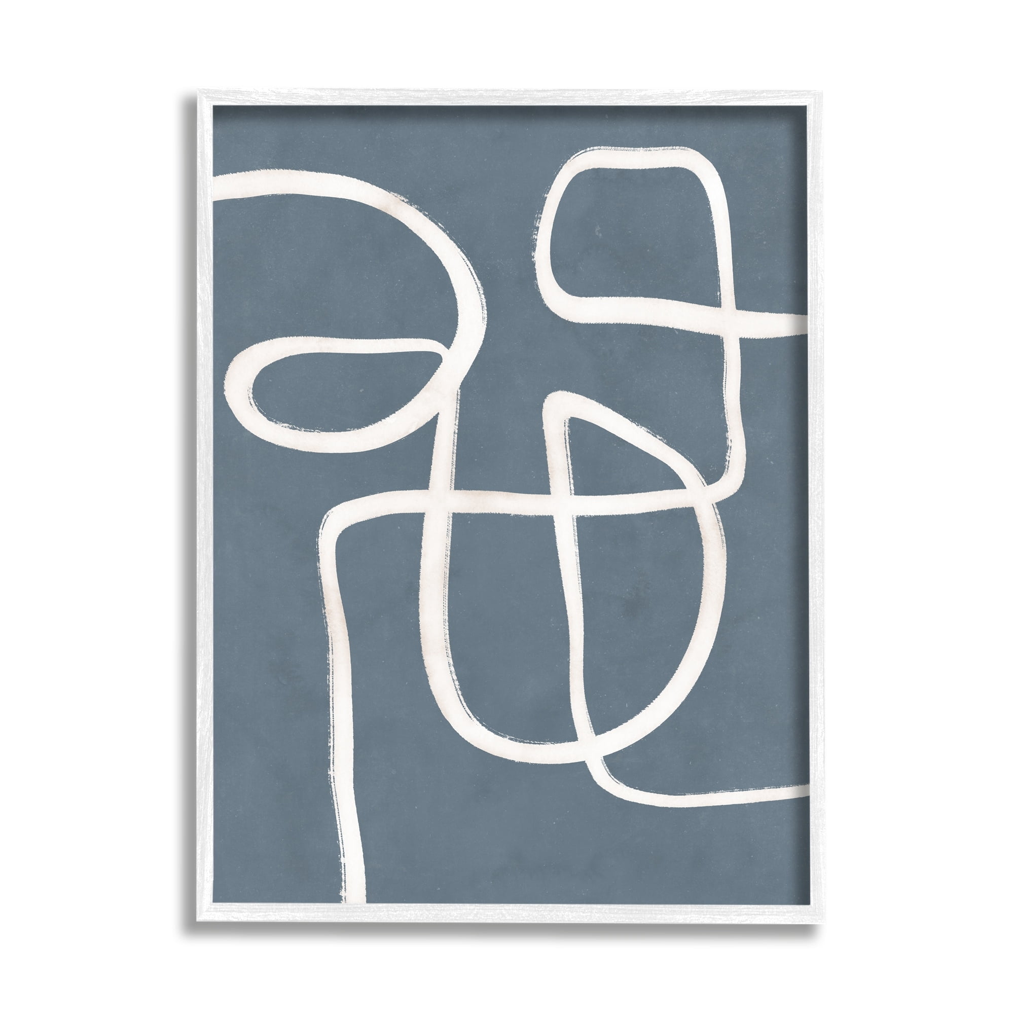 Stupell Industries Round White Squiggles Contemporary Abstract Design Graphic Art White Framed Art Print Wall Art, Design by Nina Blue