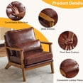 thumbnail image 4 of Zimtown Arm Chair, Solid Oak Wood Accent Chair, Upholstered Golden Thai PU Leather Single Chair, Dark Brown, 4 of 7