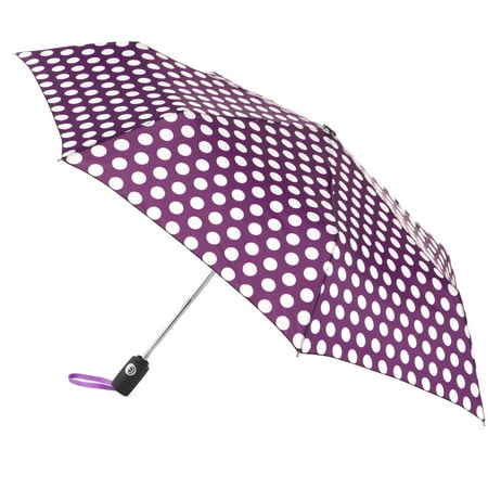 Auto Open/Close Umbrella, Purple White Dots