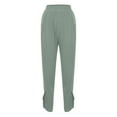 thumbnail image 4 of QUYUON Women Cargo Pants Sale High Pants Solid Color Elastic Belt Vintage Stylish Cotton Linen Double Pockets Wide-Leg Pants Bell Bottom Pants Women Long Pant Leg Length Activewear Green XXL, 4 of 8