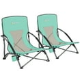 thumbnail image 2 of Outsunny Set of 2 Folding Beach Chair, Beach Chairs with Mesh Back, Carry Bag and Cup Holder for Outdoor Camping Lawn Sports Picnic, Turquoise, 2 of 9