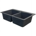 thumbnail image 2 of Transolid Aversa 33in x 22in silQ Granite Drop-in Double Bowl Kitchen Sink with 3 CBD Faucet Holes, in Grey, 2 of 4