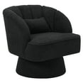 thumbnail image 1 of QinaQin Sillón barrel giratorio 360°, tapizado y acolchado con respaldo acanalado, ideal para sala, recámara, oficina o rincón de lectura, 1 of 8