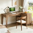 thumbnail image 4 of Fnova 57" L-Shaped Modern Desk, Writing Desk Computer Desk with 4 Drawers & Open Shelves, Lateral Storage Cabinet, for Home Office/Study, 4 of 25