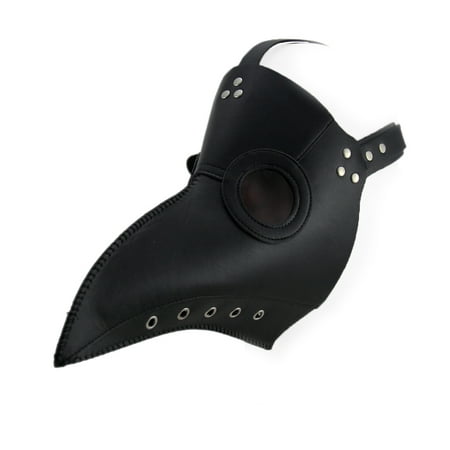 Black Faux Leather Plague Doctor Medicine Mask with Smoke Lenses