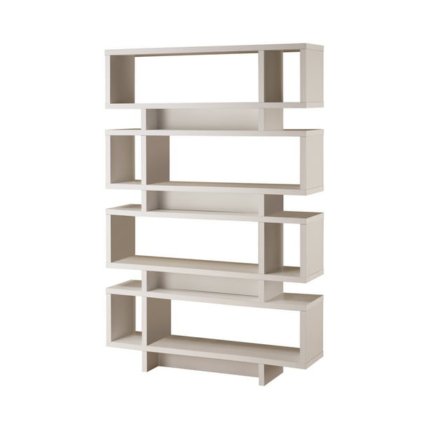 4 Tier Open Back Bookcase White, White Wood 4 Shelf Ladder Bookcase With Open Back Doors