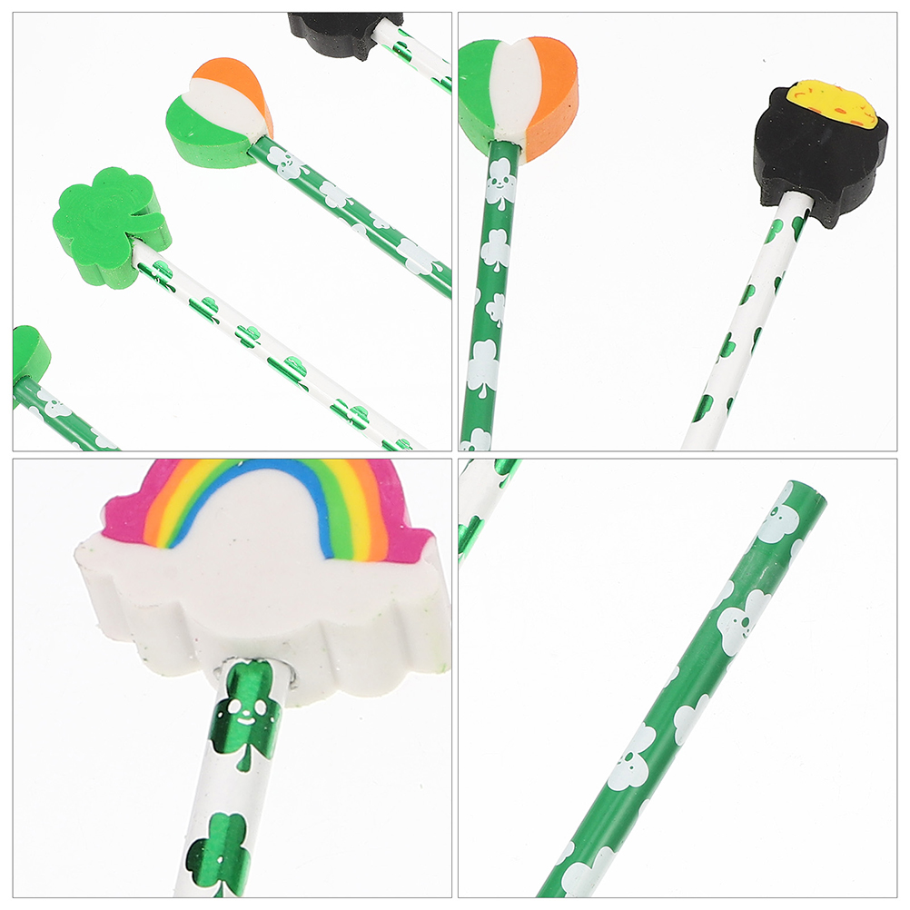Worgeous 48 Pcs  Saint Patrick's Day Printing Pencils Portable Wood Pencils Student Pencils Convenient Pencils