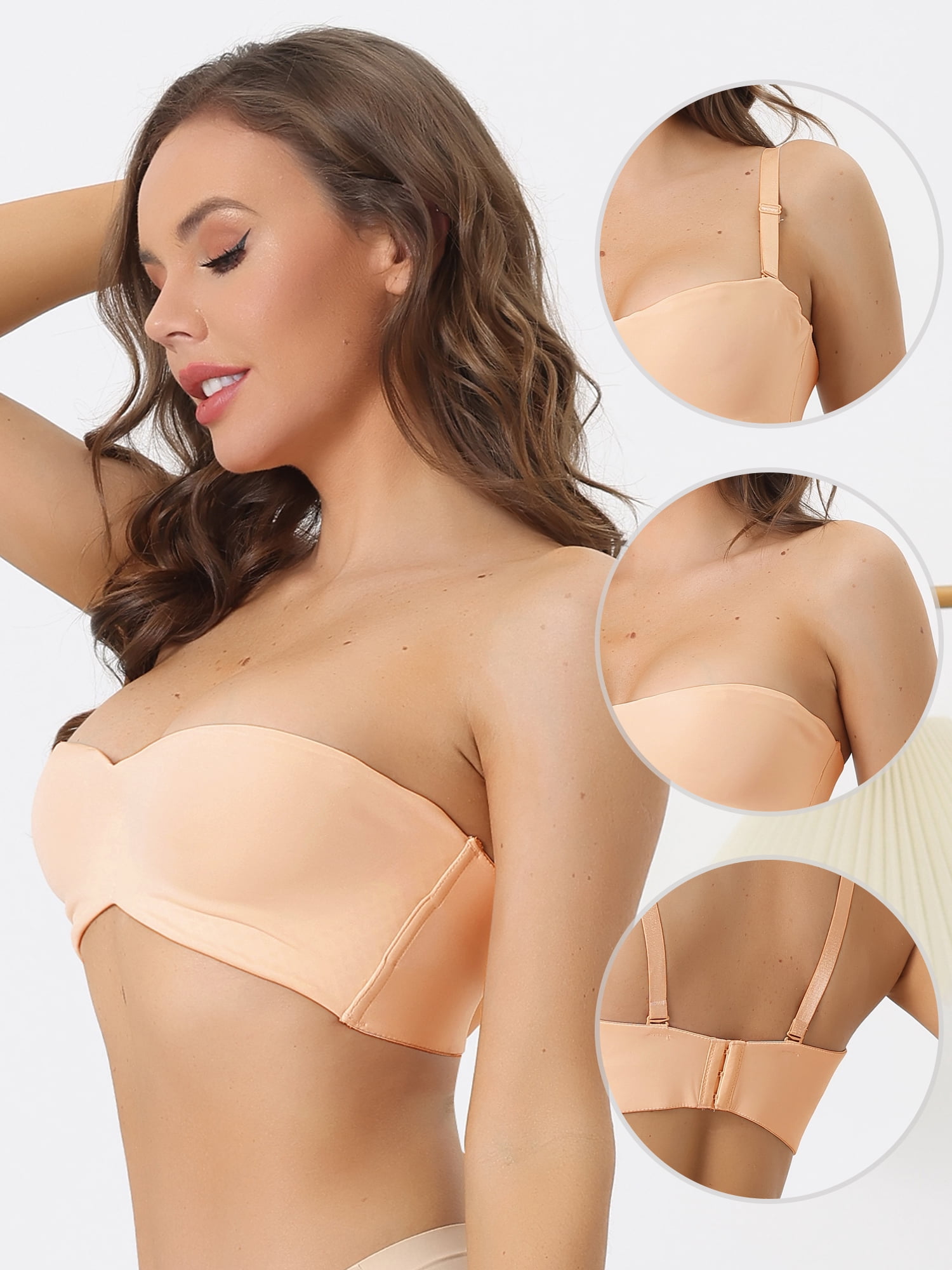 Unique Bargains Women's Underwire Lightly Bra Soft Unpadded Cup Lingerie Beige B 38