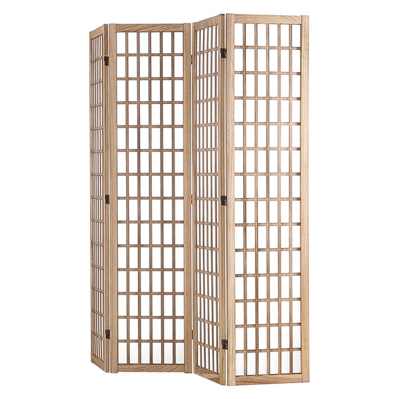 KFFKFF 4-Panel Japanese Style Room Divider, Folding Privacy Screen for Indoor Use, Portable Partition for Room Separation, Home, Office, Restaurant, and Bedroom Decoration (Natural)