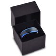 thumbnail image 3 of P. Manoukian Tungsten Wedding Band Ring 6mm for Men Women Black Blue Center Line Stepped Edge Brushed Lifetime Guarantee Size 9.5, 3 of 4