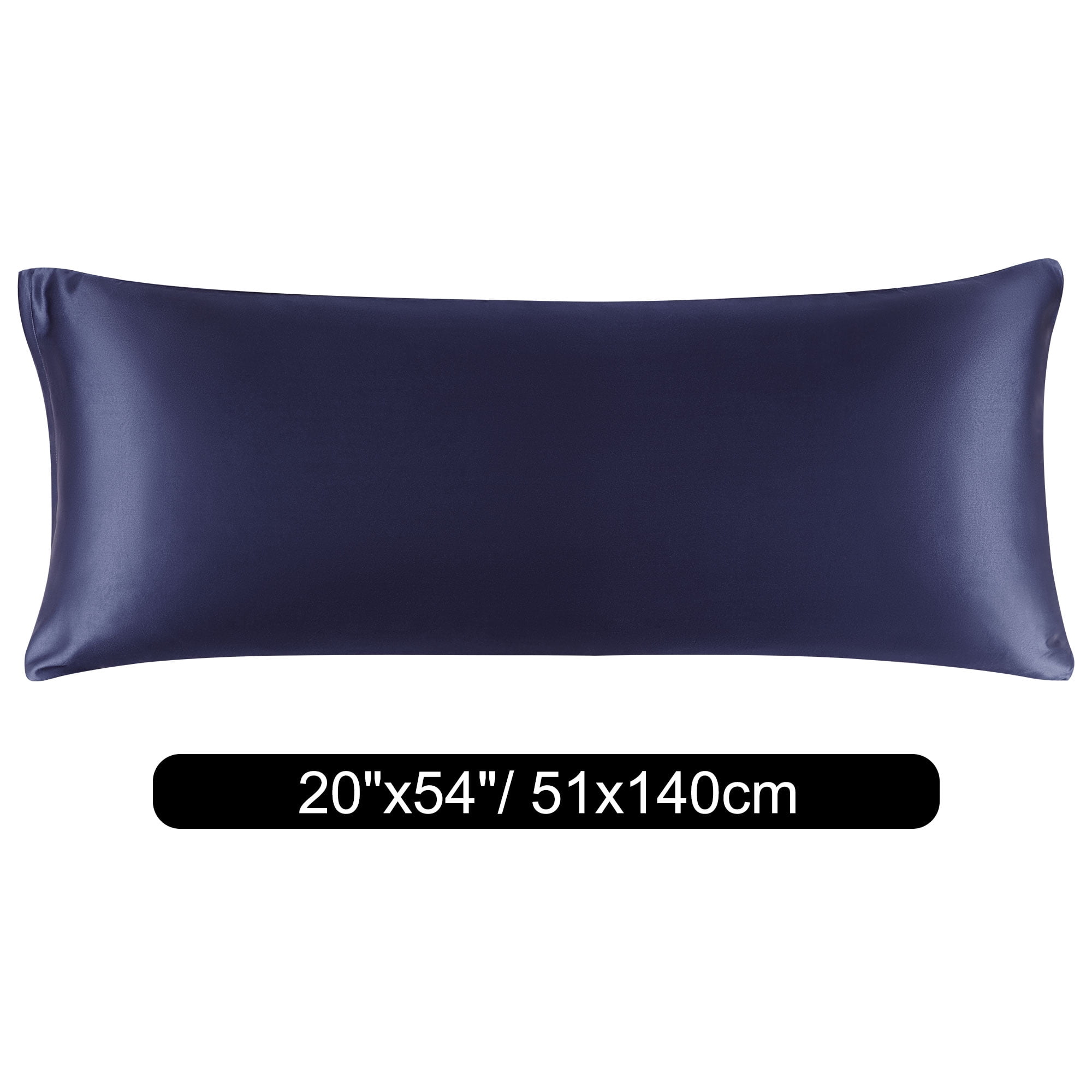 Unique Bargains Satin Body Pillowcases 2 Pcs Zipper Closure Navy 20"x54"