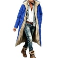 thumbnail image 4 of FSYBOA Men's Hooded Puffer Coat, Thick Warm Long Length Fleece Lined Winter Outerwear Coat Blue Size M, 4 of 6
