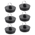 thumbnail image 1 of Uxcell 6pack Tapón de Drenaje de Goma con Anillo Colgante que se Ajusta de 1-3/4 Pulgadas a 2 Pulgadas, Negro, 1 of 6