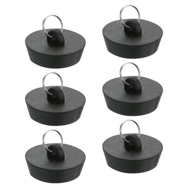 Uxcell 6pack Rubber Drain Stopper with Hanging Ring Fits 1-3/4 Inch to 2 Inch, Black