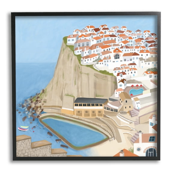 Stupell Industries Portugal Sea Port Coastal City Landscape Illustration, 24 x 24, Designed by Carla Daly
