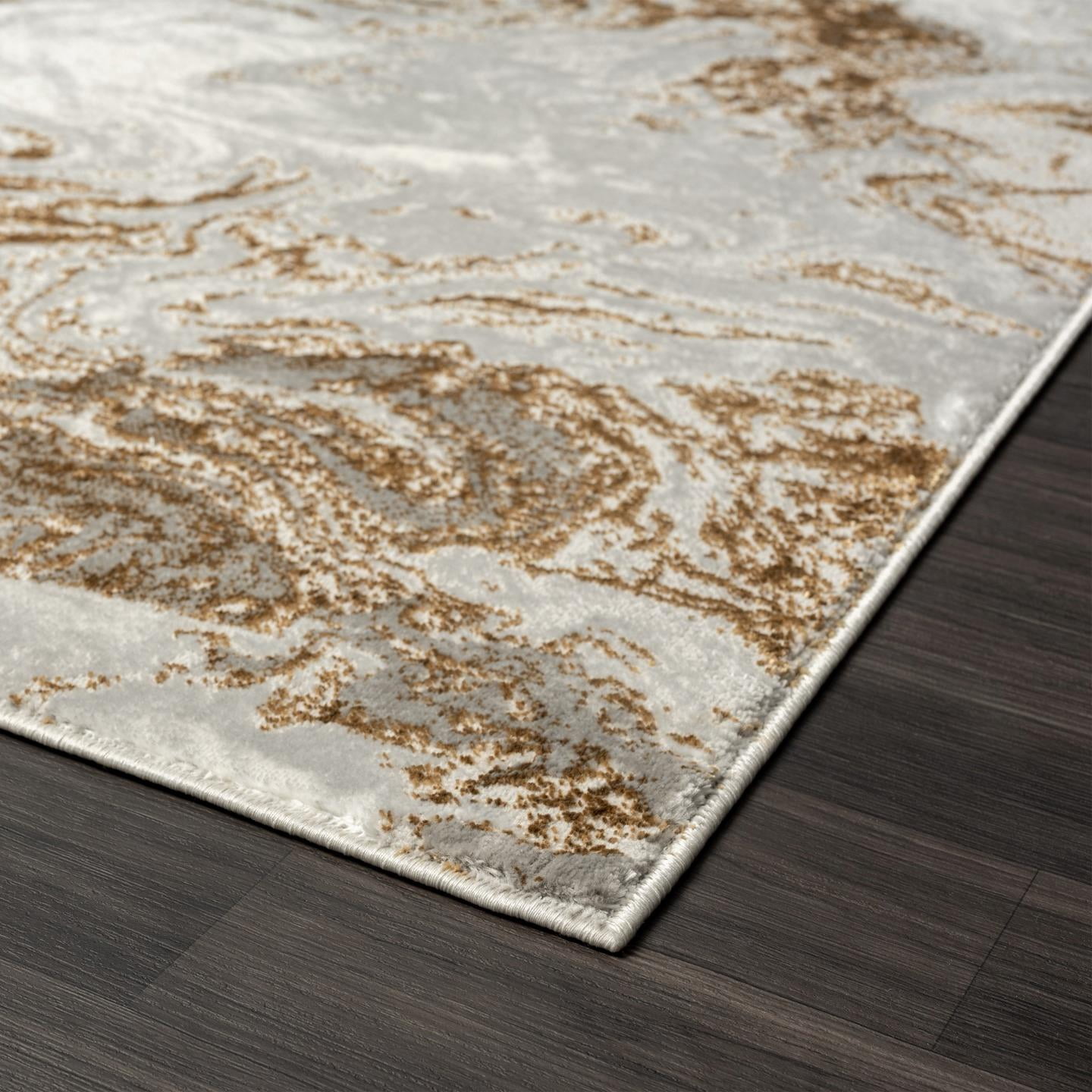 Luxe Weavers Marble Swirl Collection Gray Abstract Runner Rug 2x7