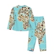 thumbnail image 2 of Disketp Pajamas Set Long Sleeve Sleepwear Womens Button Down Nightwear Pj Sets-World Travel Line Icons Map, 2 of 9