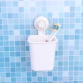 thumbnail image 4 of 1pc Suction Cup Toothbrush Holder Punch Free Toothpaste Rack Simple Wall Toiletries Organizer (White), 4 of 8