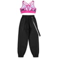 thumbnail image 4 of vastwit Kids Girls Jogger Pants Dance Outfits Sports Crop Tops 2 Piece Set for Jaz Hip Hop Street Gardenia Rose 6, 4 of 7