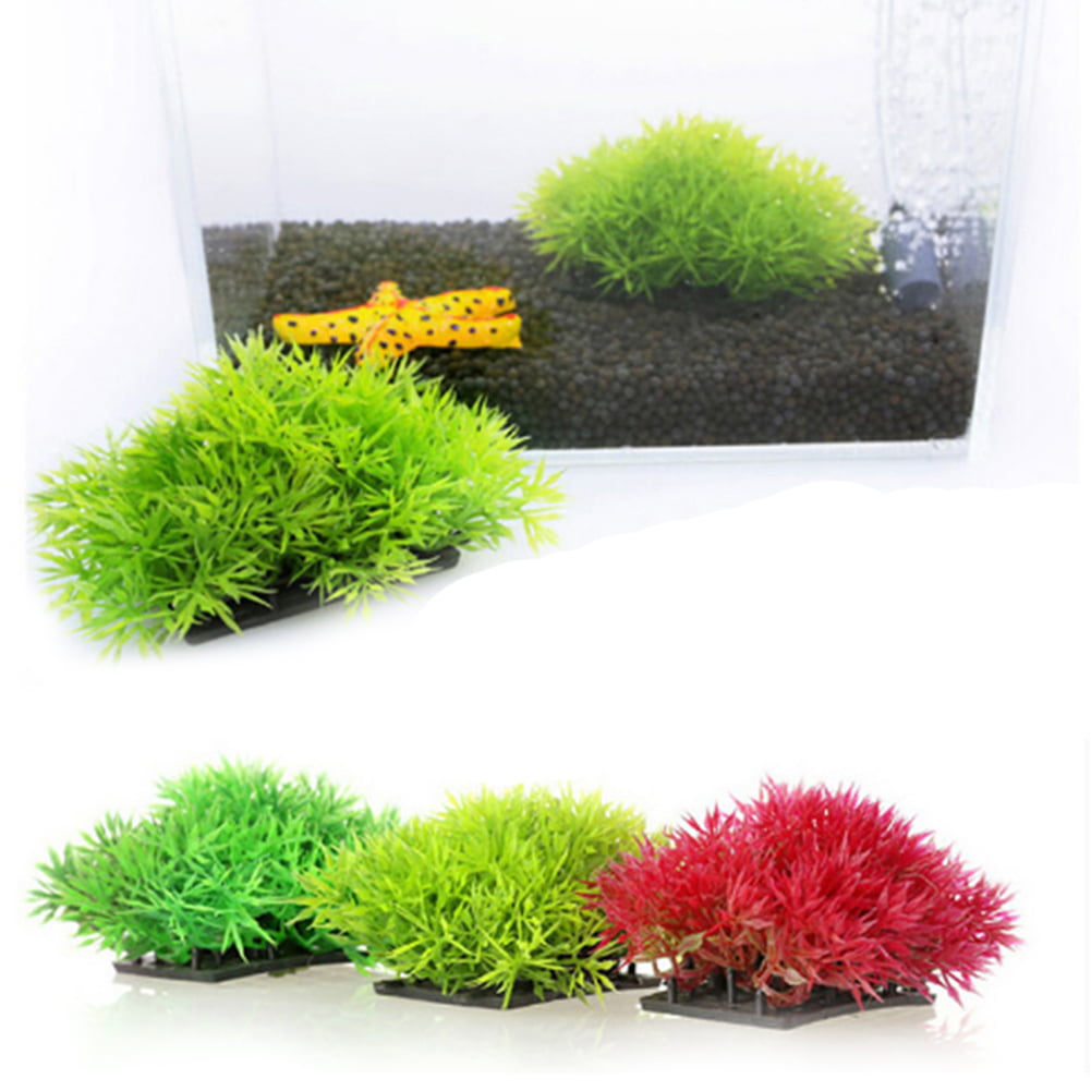 Green Grass Fish Tank Ornament Plant Aquarium Plastic Lawn Landscape Decoration 