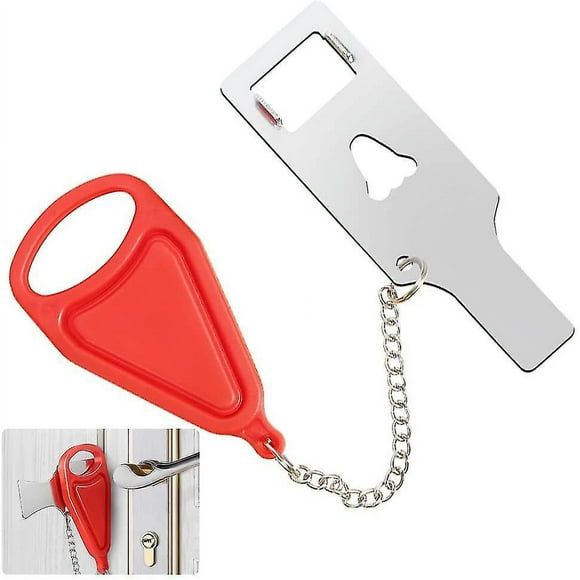 Portable Door Lock, Travel Lock, Portable Door Lock, Add Extra Lock, Travel Door Lock, Portable For Hotel School Travel Dorm Apartment, Red Hy