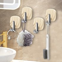 Nkmbld Wall Hooks for Hanging Heavy Duty, Plastic Adhesive Hook Strong Load-Bearing Hangers for Keys, Bathroom, Kitchen, Door, Home Improvement, Beige