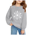 thumbnail image 2 of fnnxnal Girls Gray Snowflake Print Oversized Crew Neck Sweatshirt CottonLong Sleeve,Size 2-3T, 2 of 5