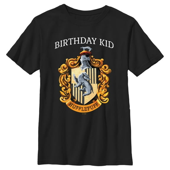 Boy's Harry Potter Hufflepuff Birthday Kid Graphic Tee Black X Large