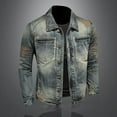 thumbnail image 6 of Aloohaidyvio Winter Jackets for Men Big and Tall,Mens Denim Jacket, Washed Ripped Distressed Flex Stretch Casual Trucker Biker Jeans Jacket for Men, 6 of 6
