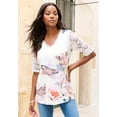 thumbnail image 5 of Roaman's Women's Plus Size Lace Sleeve Printed Tee, 5 of 5
