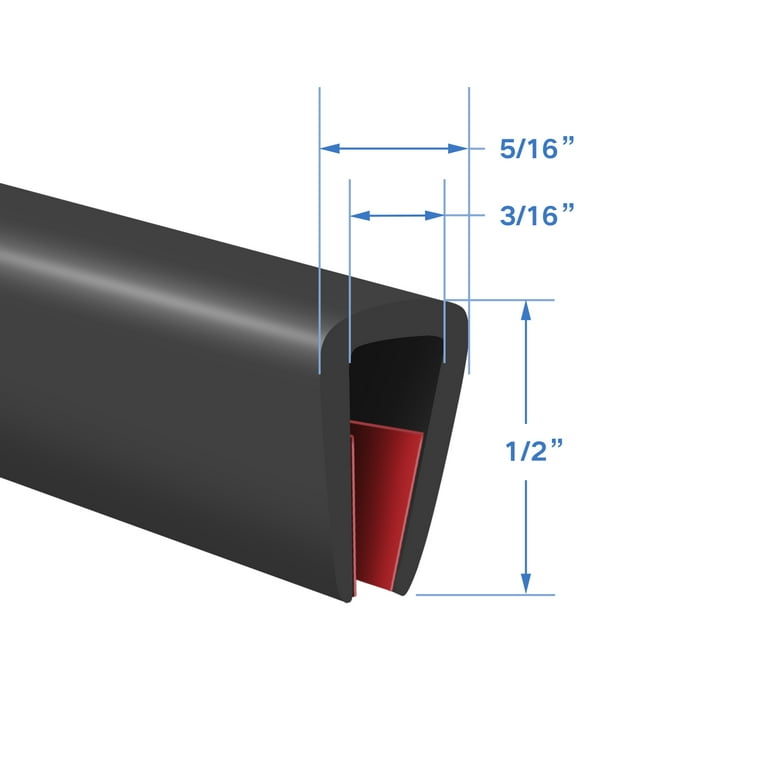 U-Shaped Rubber Edge Trim - Fits 3mm Thick Materials, 9.5mm Total Height